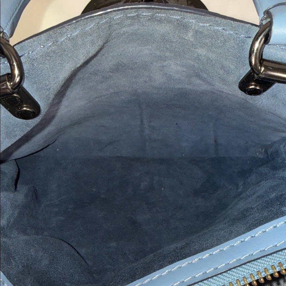 Coach Rogue Light Blue Pebbled Leather Satchel with crossbody strap - Picture 8 of 10